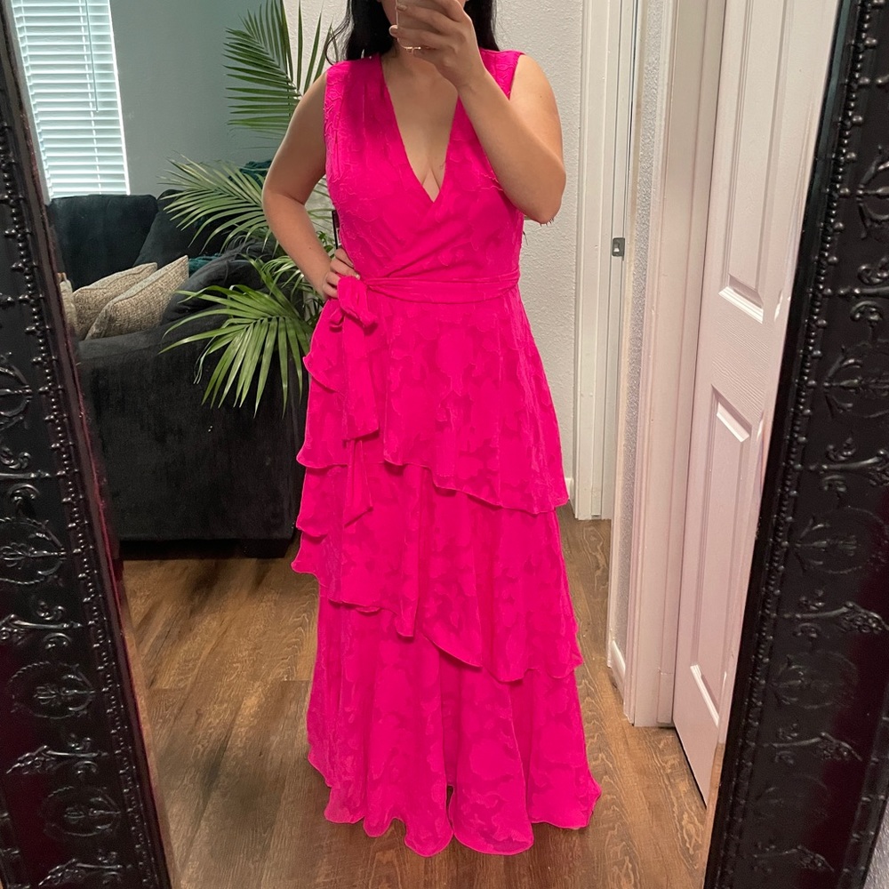 Tahari Hot pink Ruffle dress